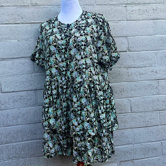 ASOS DESIGN Floral Print Tiered Button Front Dress Women US 12 UK 16 - Picture 4 of 8